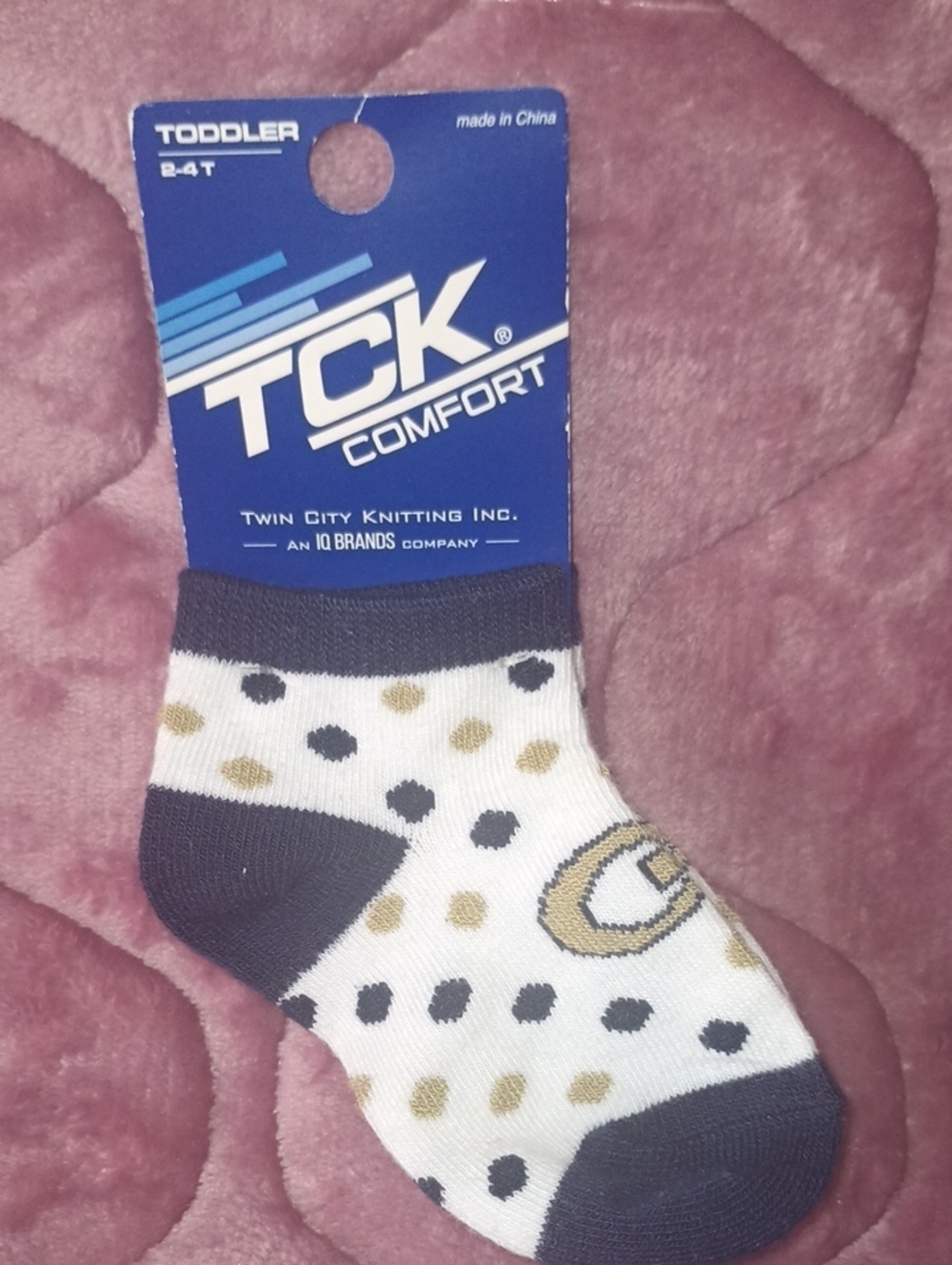 Georgia Tech Toddler Polka Dot Socks - White & Black with Gold Accent